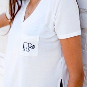 Brandy Melville Ella White Elephant Crop Tee